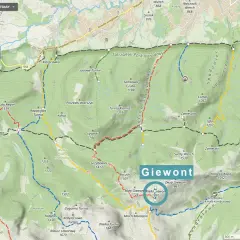 Mapa Tatr z zaznaczonymi szlakami. Od Kir do Giewontu jest ok. 10 km.