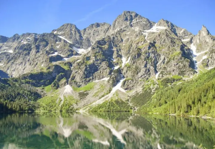 Majestatyczne Tatry odbijają się w spokojnej tafli jeziora. Ciekawe ciekawostki o tatrach czekają na odkrycie!